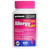 GoodMeds botella de medicamento para alergia, alivio rápido de estornudos y picor.