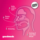 GoodMeds empaque de alergia en caja, fácil para dosis diarias.