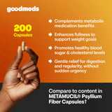GoodMeds Psyllium Husk cápsulas de 520 mg, alta potencia para soporte intestinal
