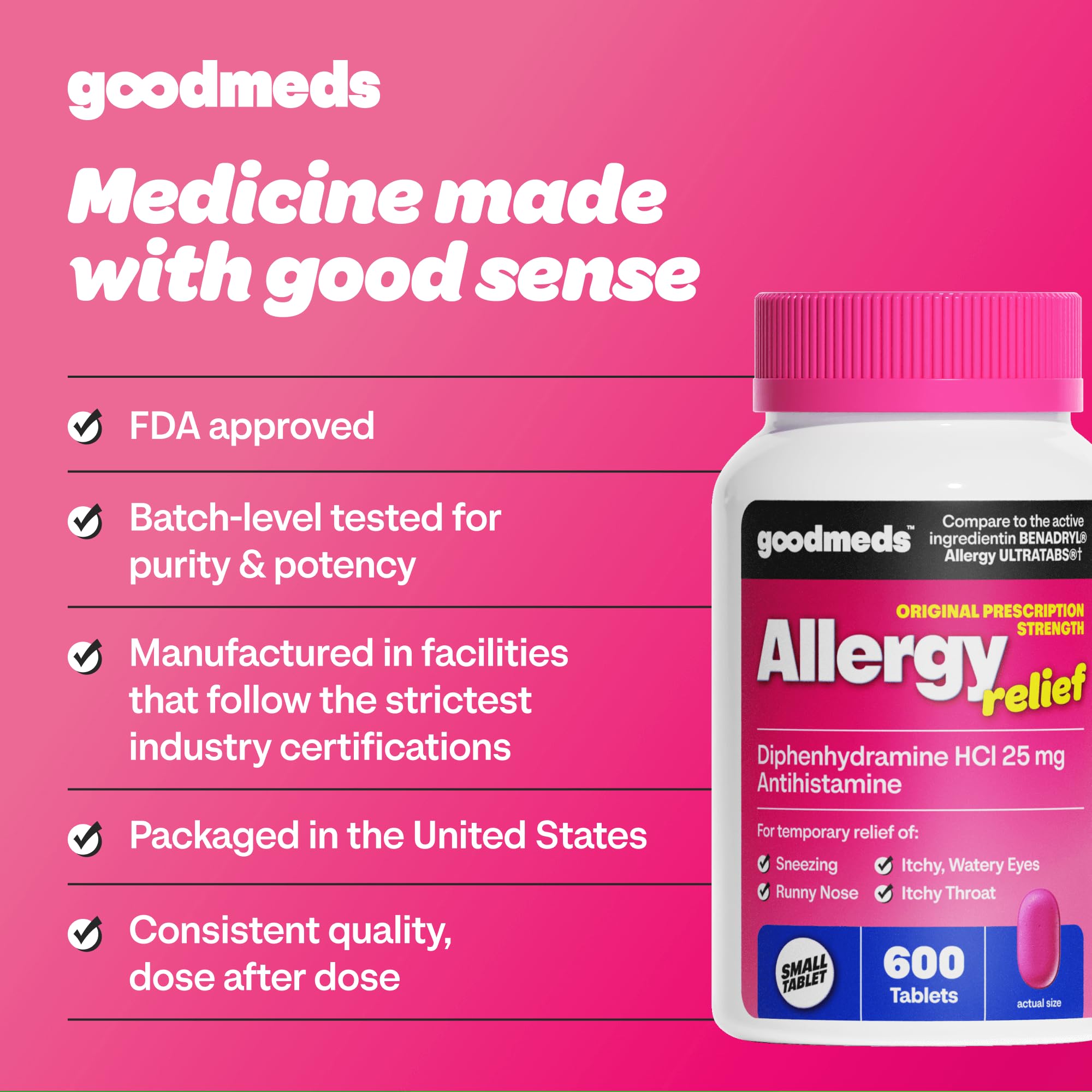GoodMeds uso diario familiar, alivio práctico para alergias cotidianas.