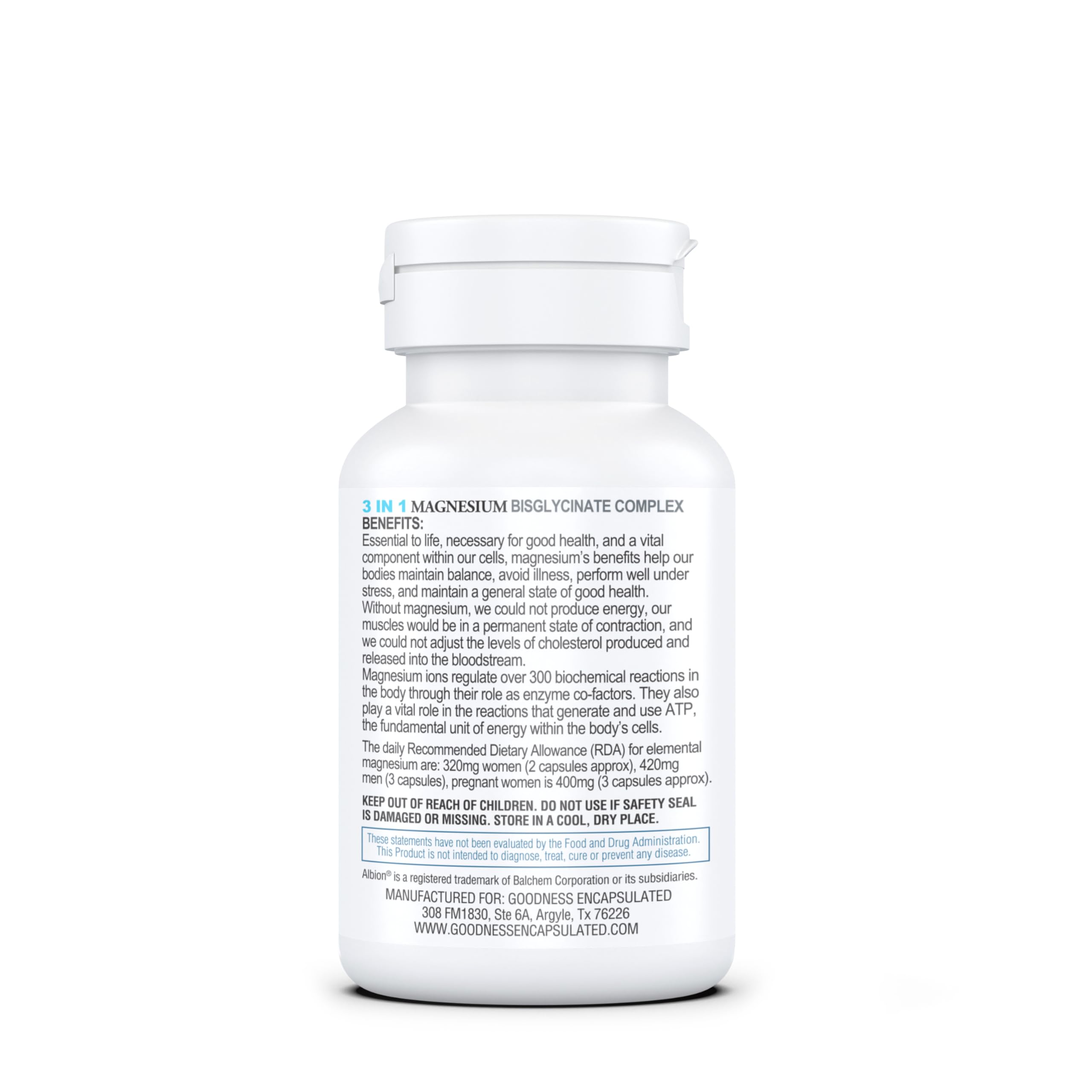 GOODNESS ENCAPSULATED Magnesio 3 en 1 con energía y soporte muscular