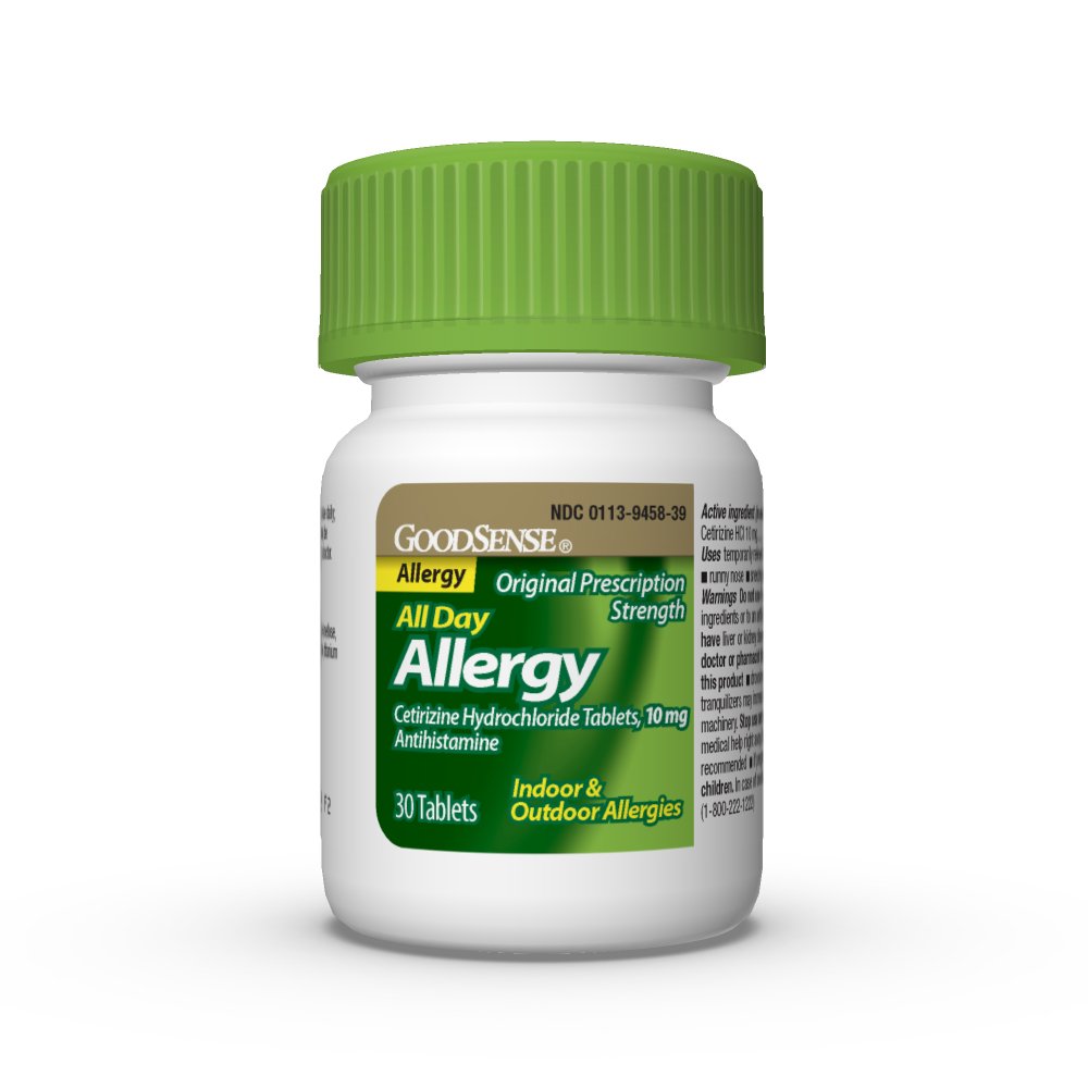 GoodSense All Day Allergy, presentación de 30 tabletas, opción conveniente para la toma diaria.