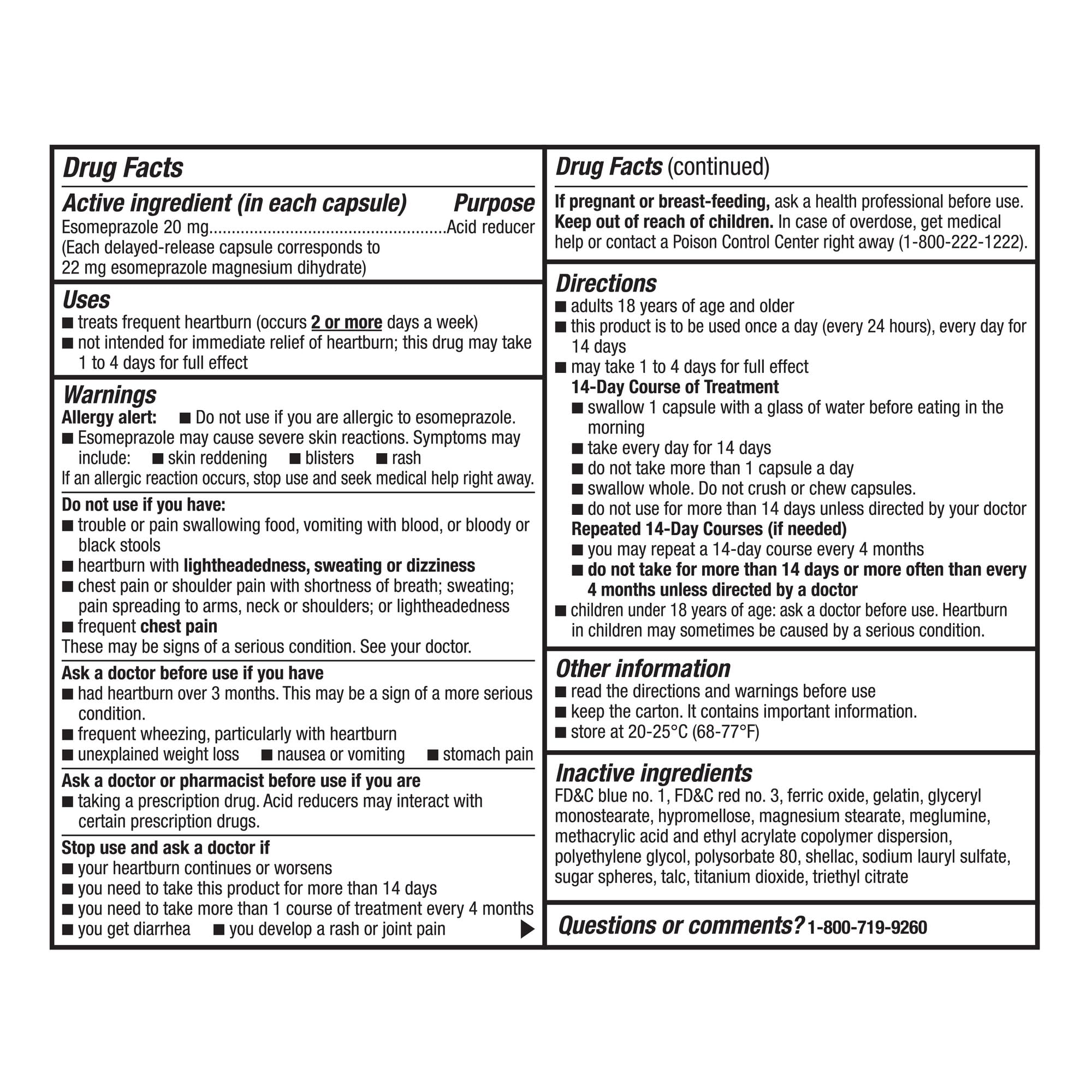 Cap­sulas GoodSense Esomeprazol 20 mg para uso diario