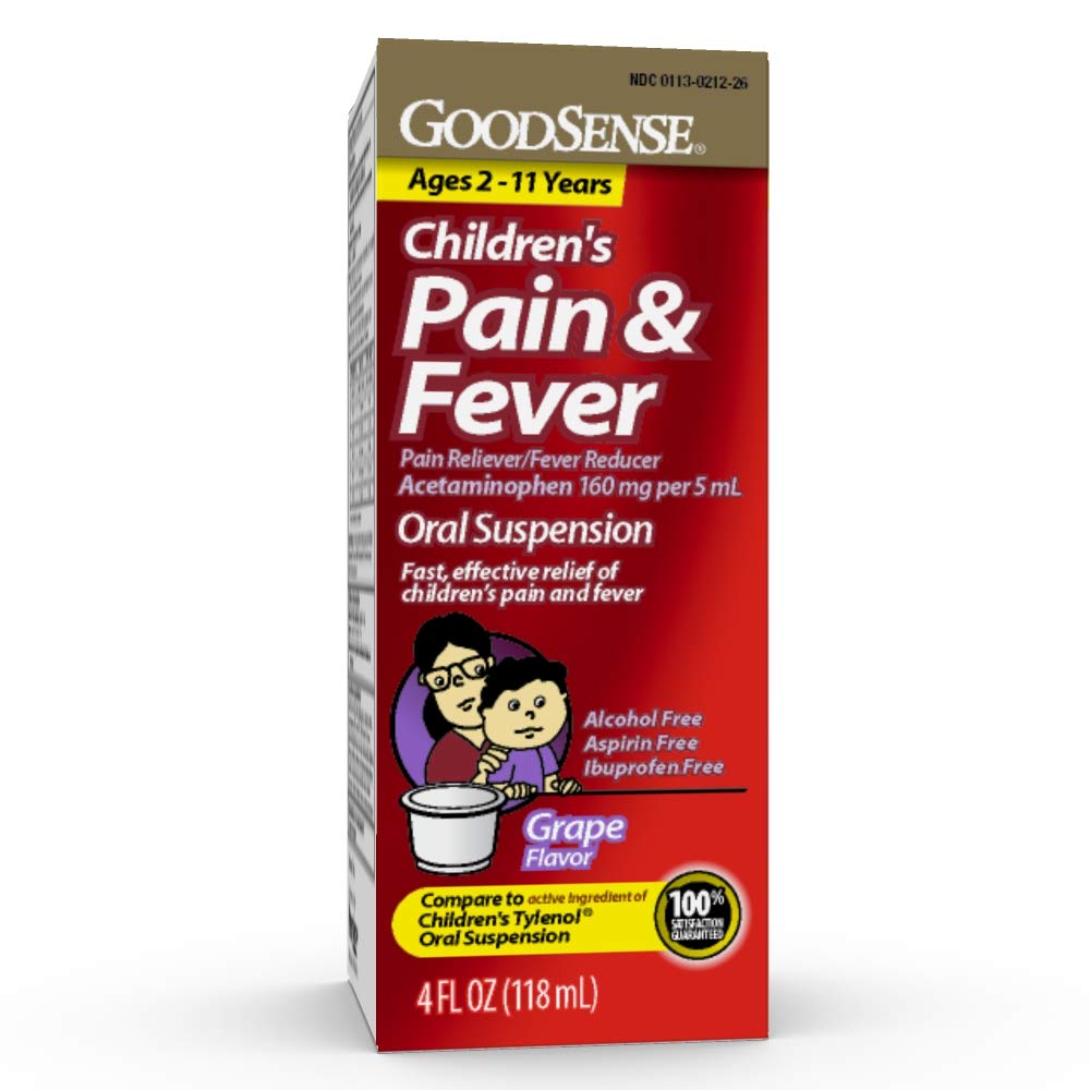 GoodSense Niños, botella vertiendo, facilita dosis precisa para dolor ocasional.