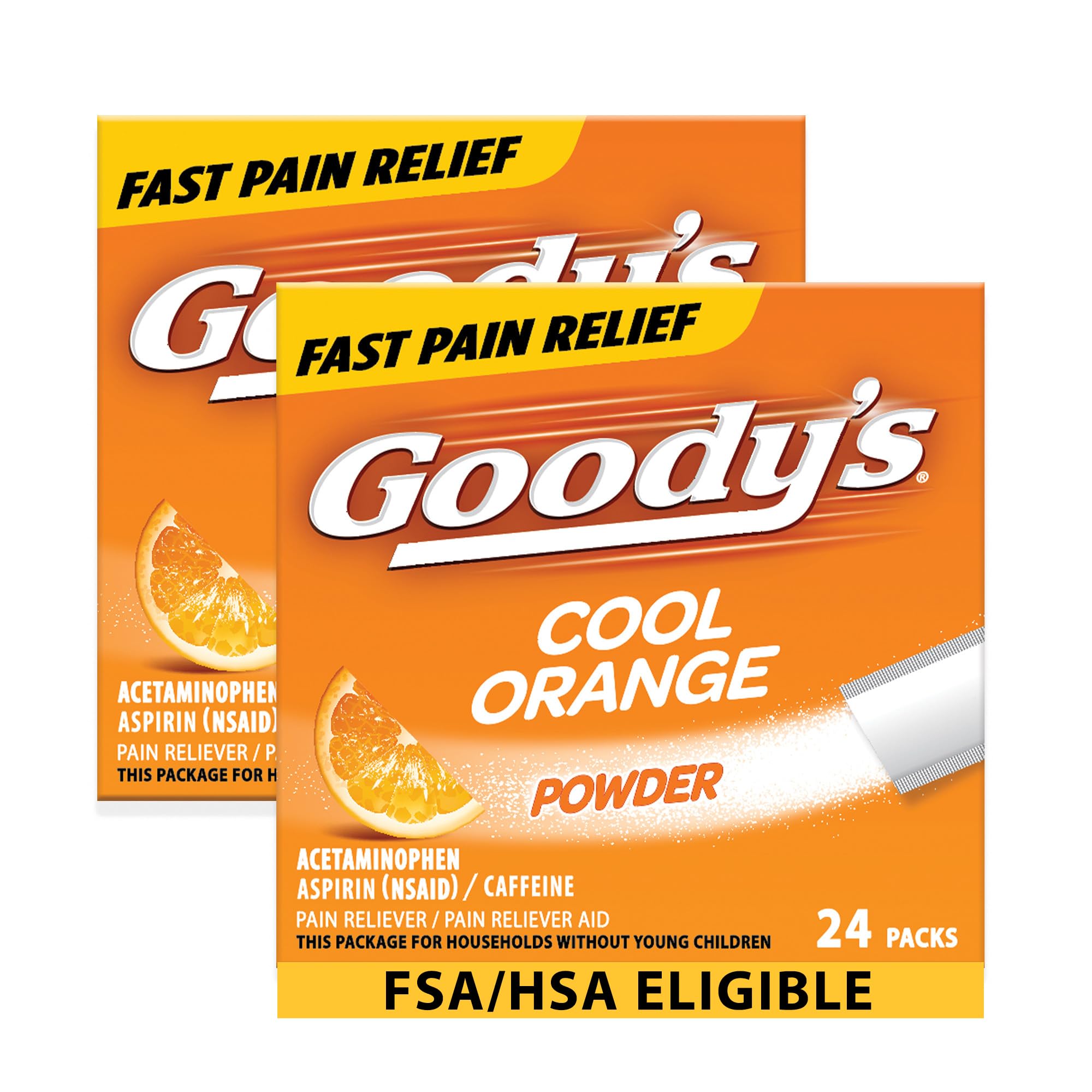 Goody’s caja-naranja-fría: alivio rápido para dolores menores.