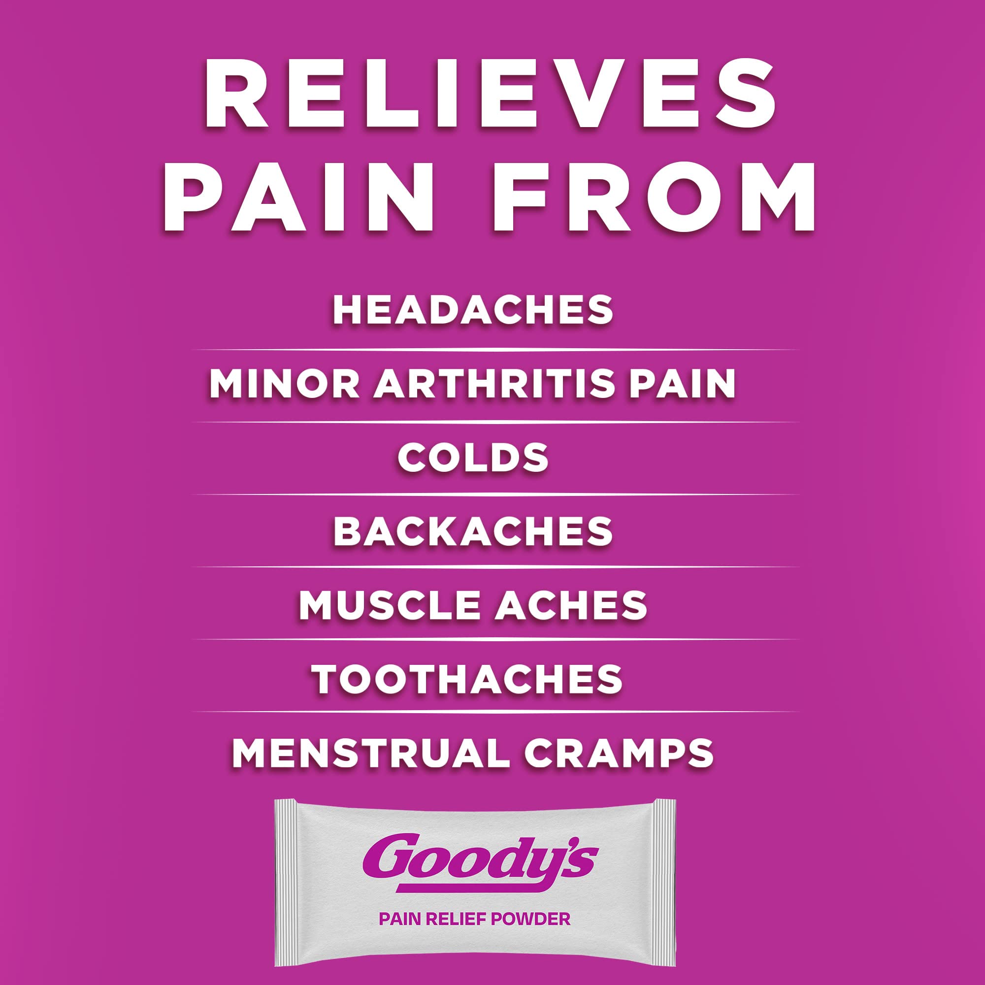 Goody's dosis única en cada empaque, consumo práctico