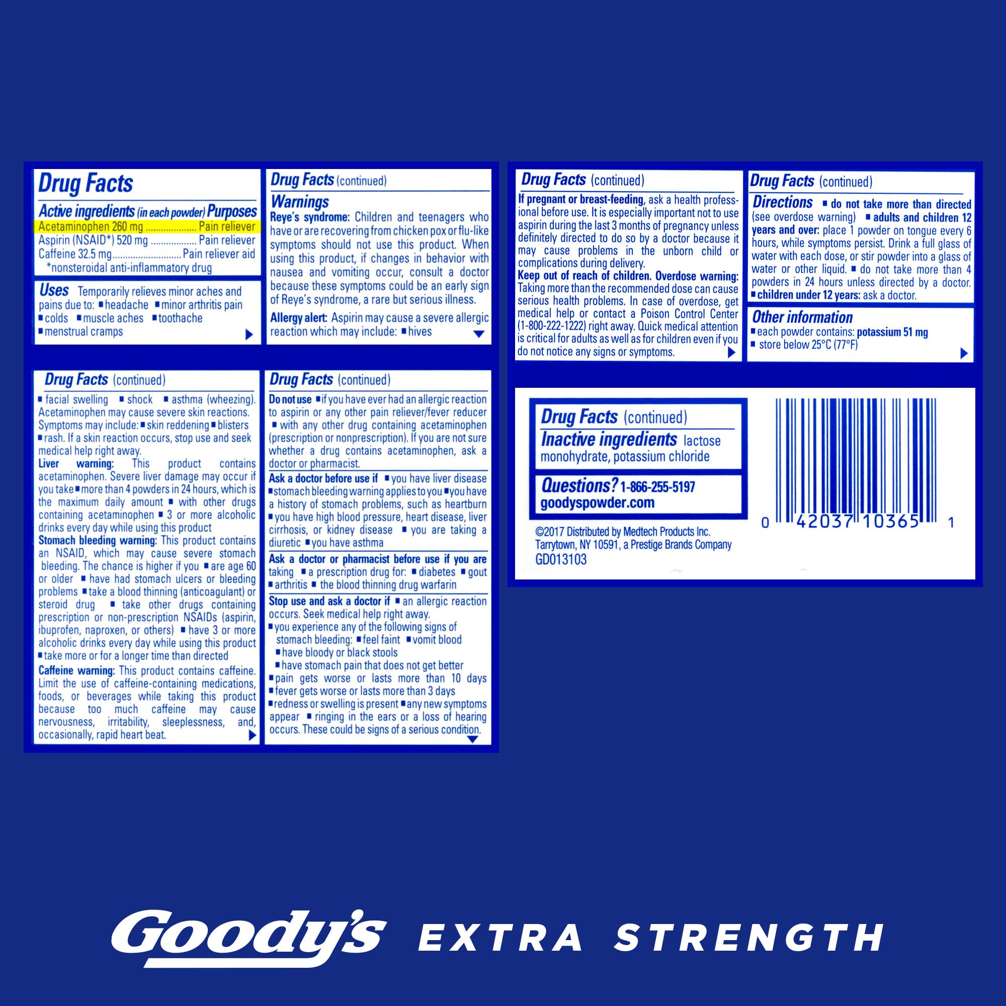 Goody’s polvo dolor de cabeza, kit de viaje listo para usar.
