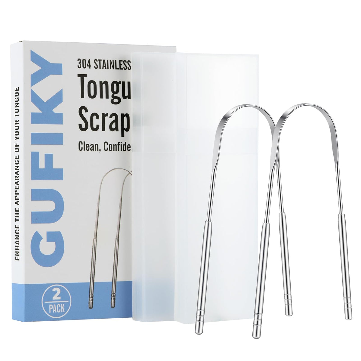 Gooficle Gufiky raspador de lengua en acero inoxidable para limpieza eficaz
