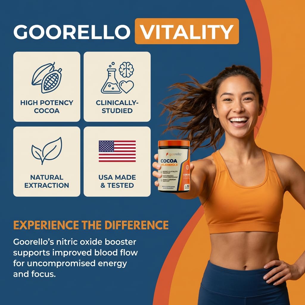 Goorello: dosis de cacao flavanoles 1200 mg para apoyo.