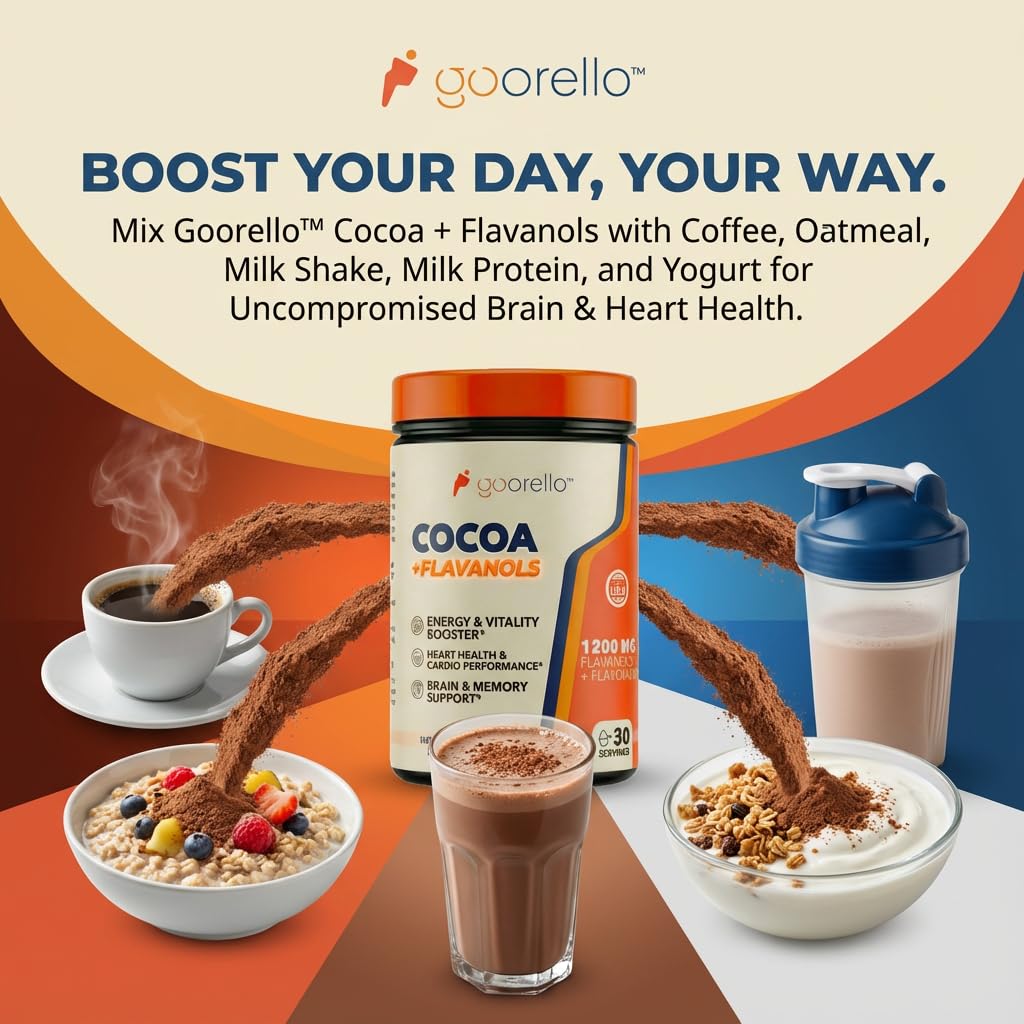 Goorello: ingredientes cacao no alcalinizado para potencia.