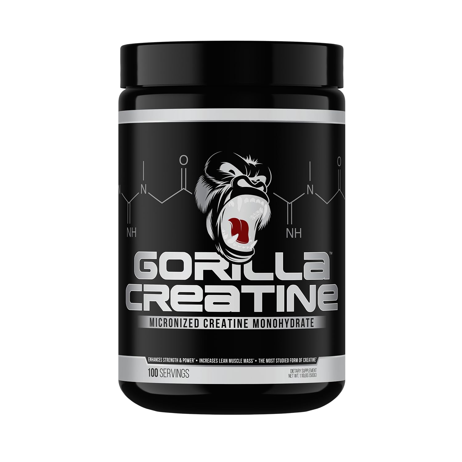 Gorilla Mind Creatina Monohidratada, polvo en bote para entrenamientos intensos y consistentes