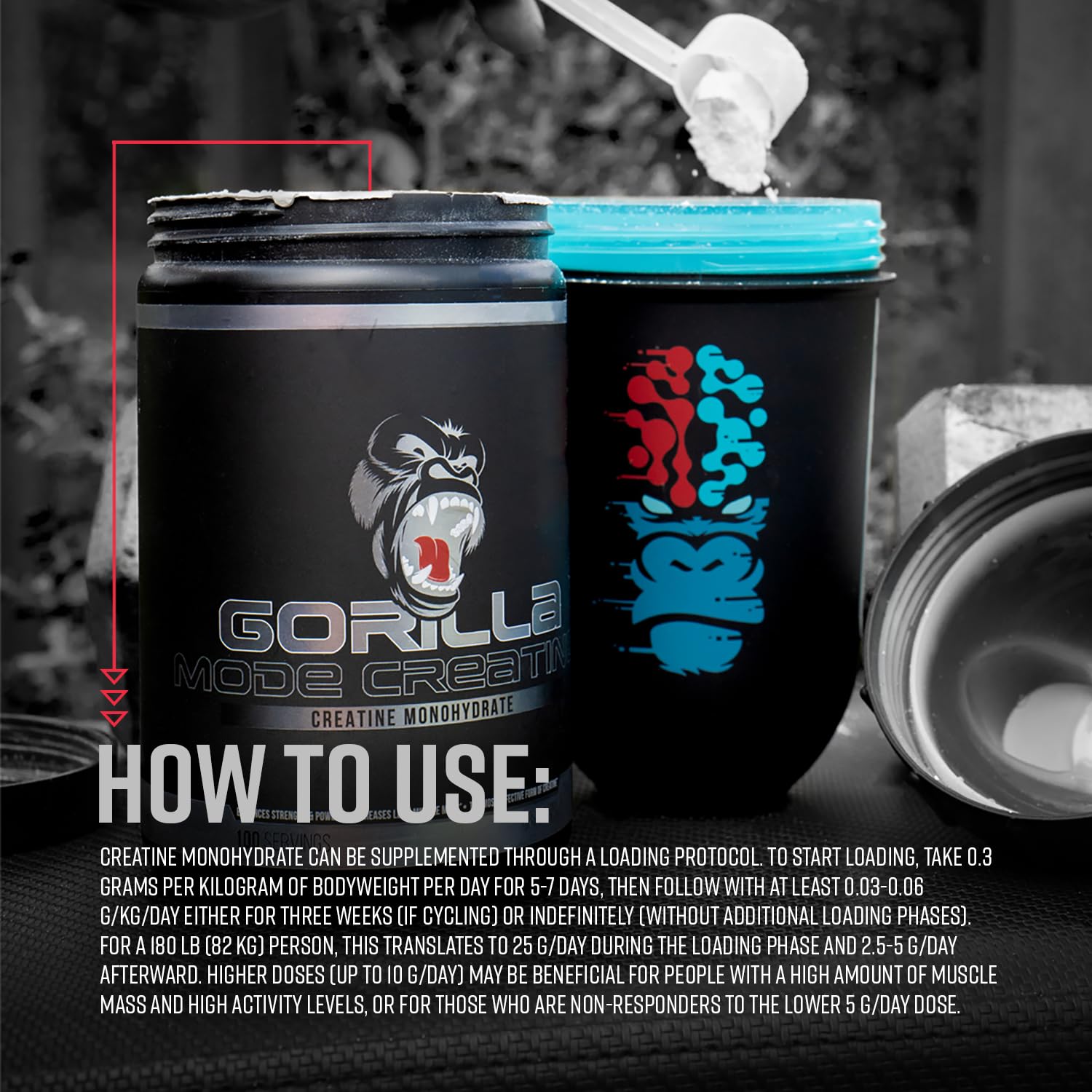 Gorilla Mind Creatina Monohidratada, uso-diario complemento para mantener niveles de creatina