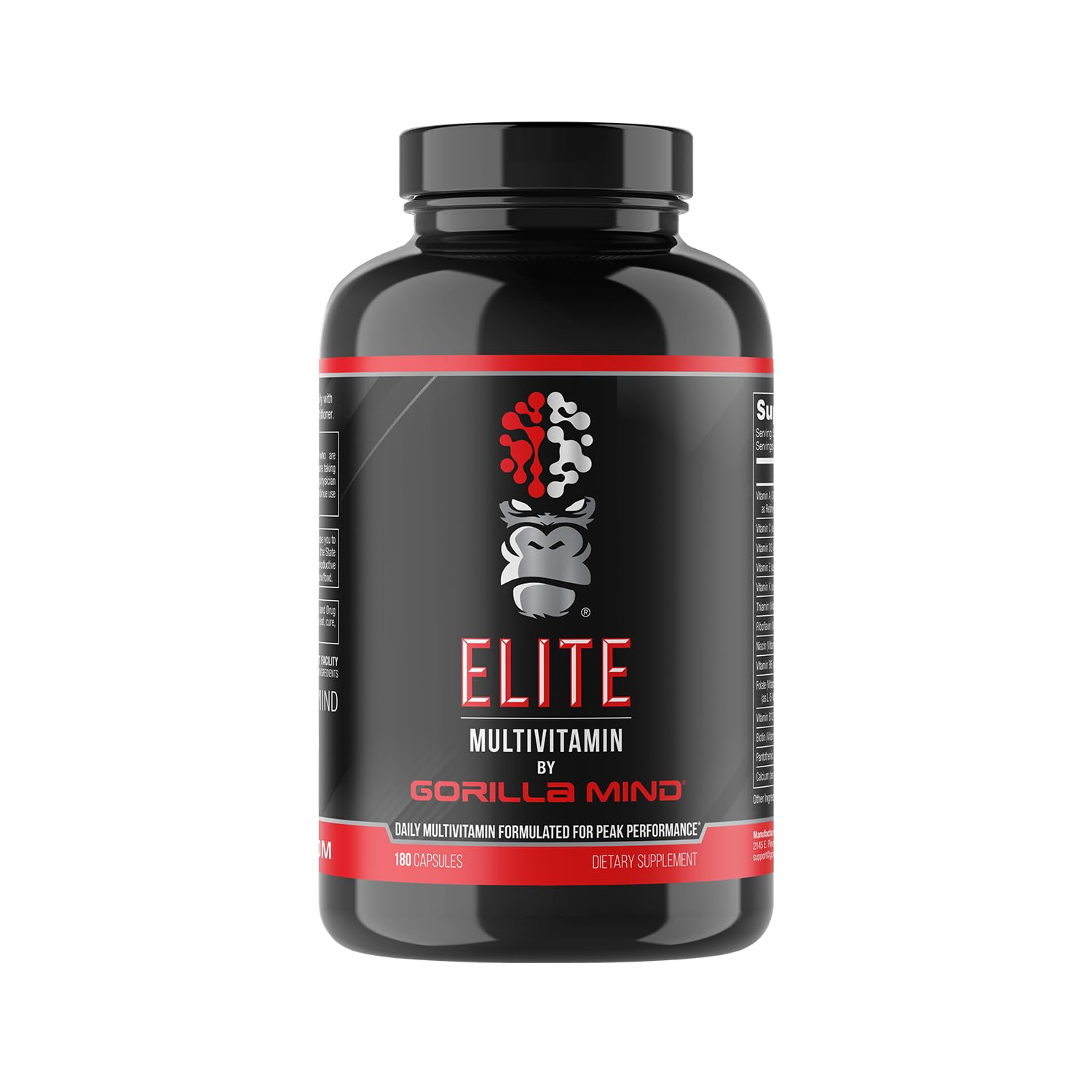 Gorilla Mind Elite: botella de cápsulas para energía sostenida durante el día
