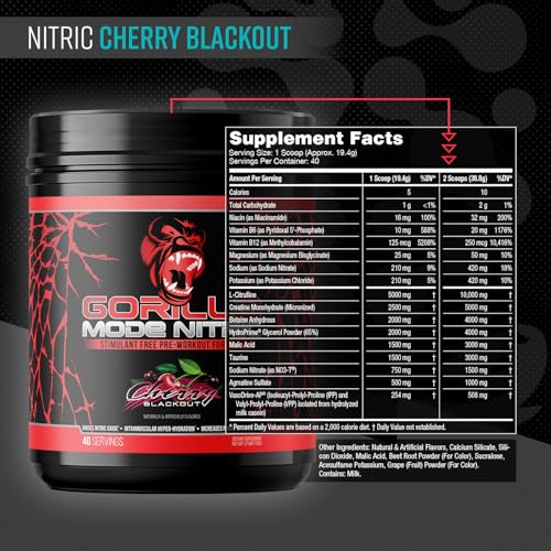 Etiqueta del Gorilla Mode Nitric Upgraded con diseño destacado para identificar el producto