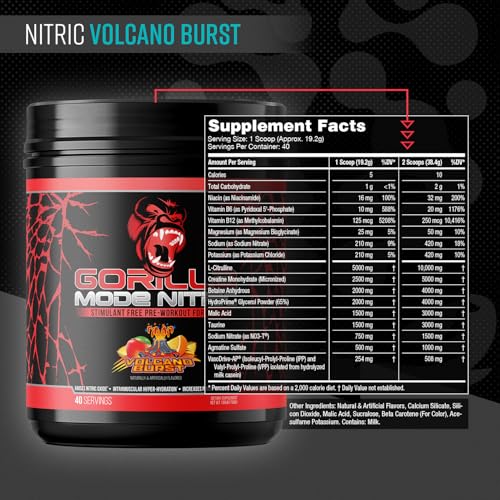 Gorilla Mind Gorilla Mode Nitric Upgraded, mezcla suave para disolución rápida y sabor agradable.