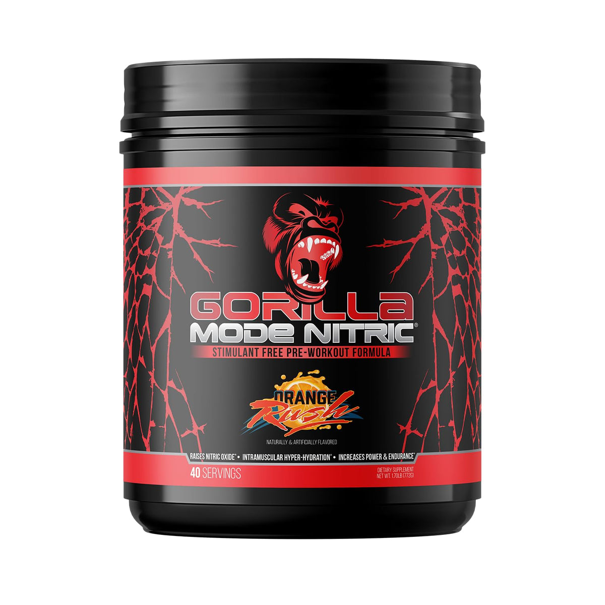 Gorilla Mind Gorilla Mode Nitric Upgraded, foco en envase y bombeo sin estimulantes para entreno