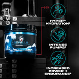 Escena en gimnasio con HydroPrime preparado para entrenamiento.