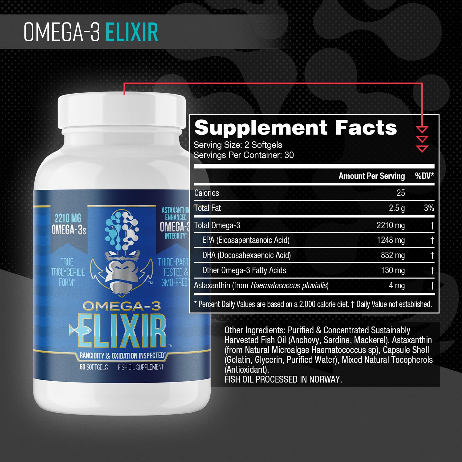 Gorilla Mind Omega-3 Elixir: cápsulas fáciles y presentación limpia para diario