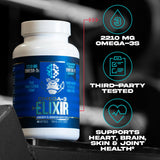 Gorilla Mind Omega-3 Elixir: etiqueta informativa que transmite confianza y pureza