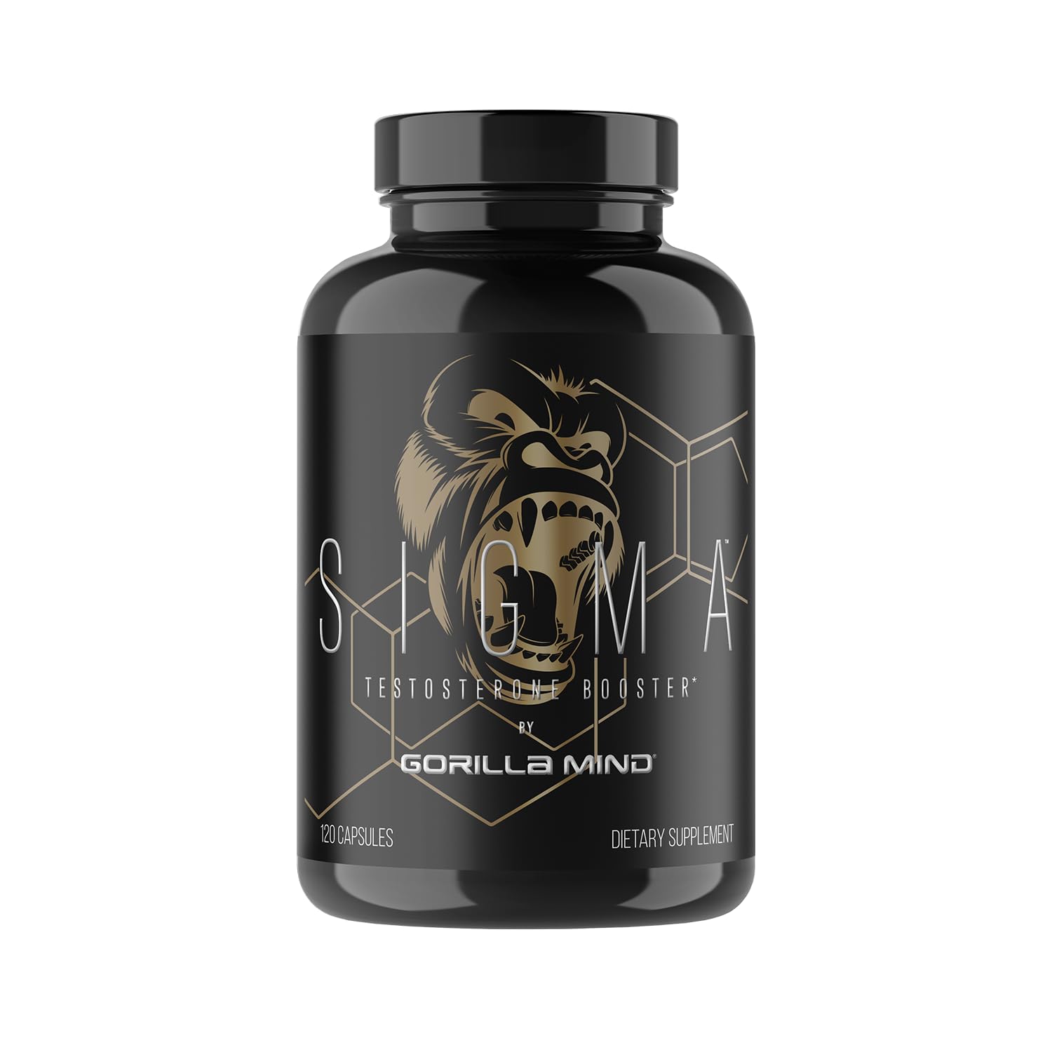 Gorilla Mind Sigma - botella de cápsulas para energía diaria y enfoque sostenido.