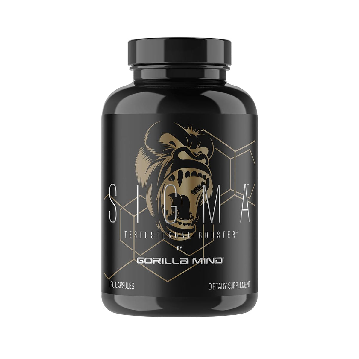Gorilla Mind Sigma - botella de cápsulas para energía diaria y enfoque sostenido.