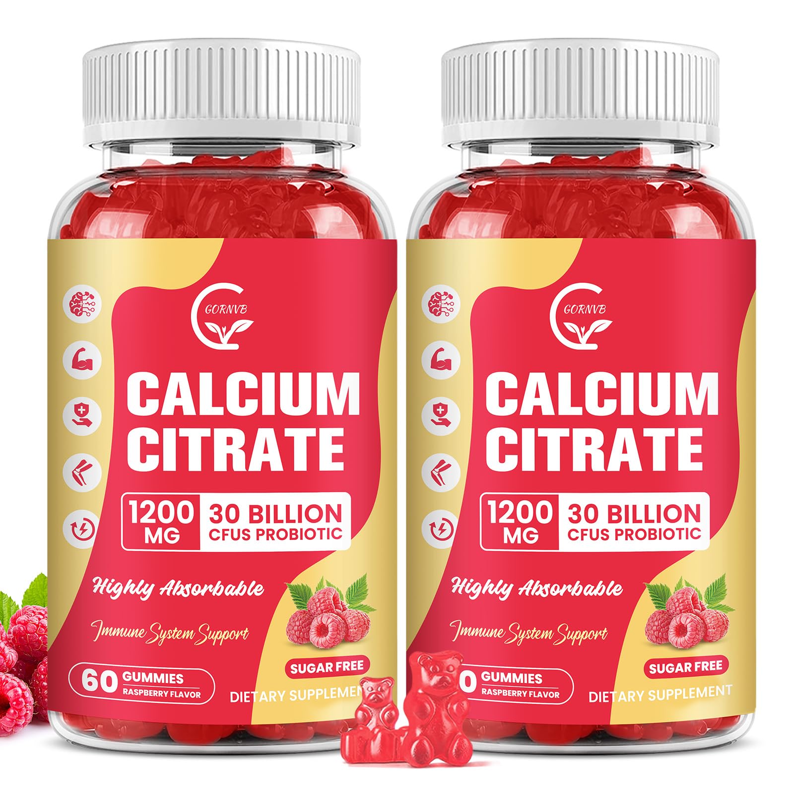 GORNVB gominolas calcio citrato 1200 mg empaque 2-paquetes para consumo diario.