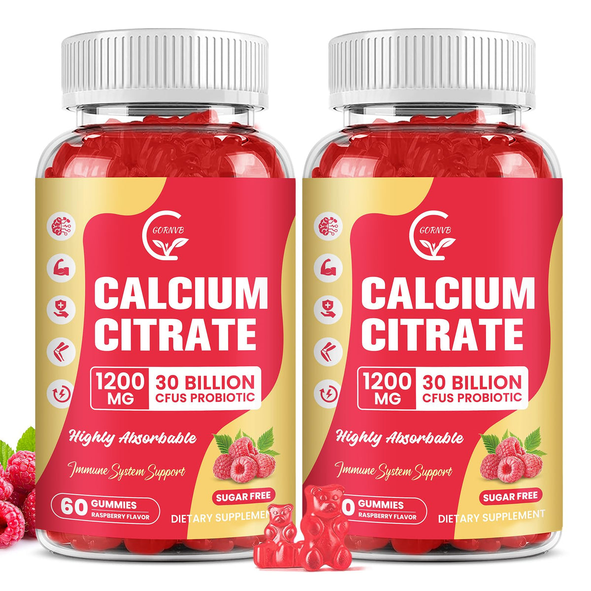 GORNVB gominolas calcio citrato 1200 mg empaque 2-paquetes para consumo diario.