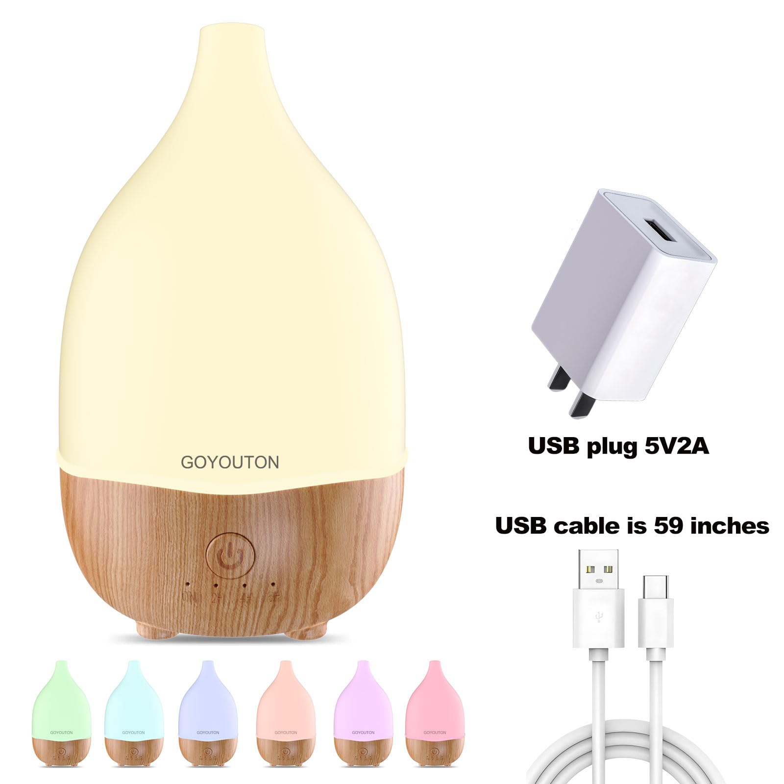 GOYOUTON difusor ultrasonico aroma suave sin ruidos.