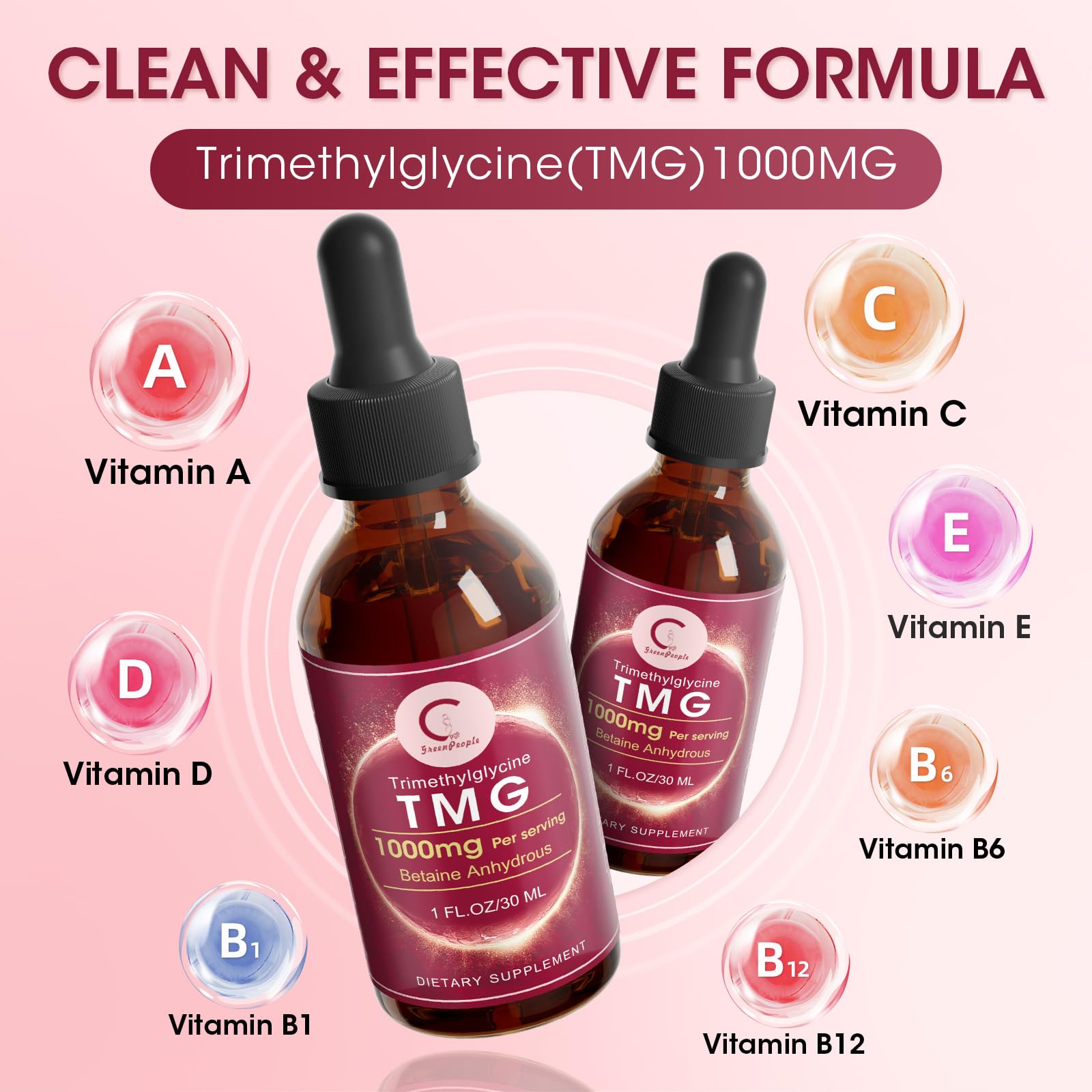 GPGP TMG Drops sabor fresa, experiencia agradable para suplementos diarios.