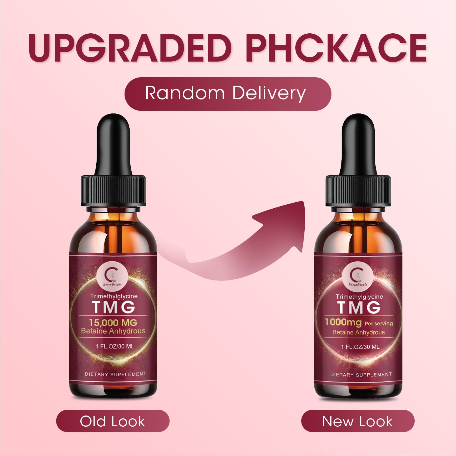 GPGP TMG Drops formula vegana no GMO, apta para dietas.
