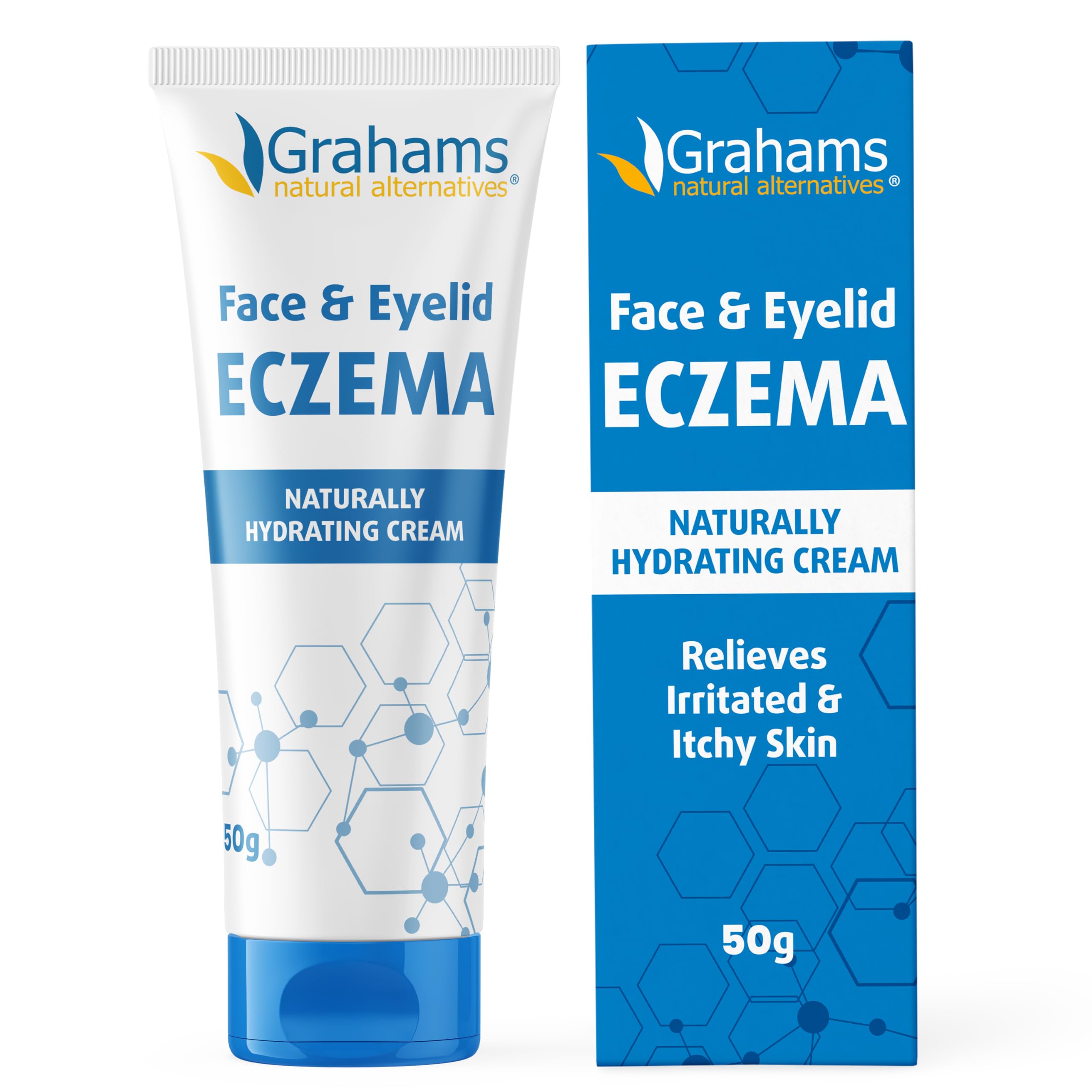Grahams Natural Crema Eczema para el rostro, aplicación suave en piel sensible.