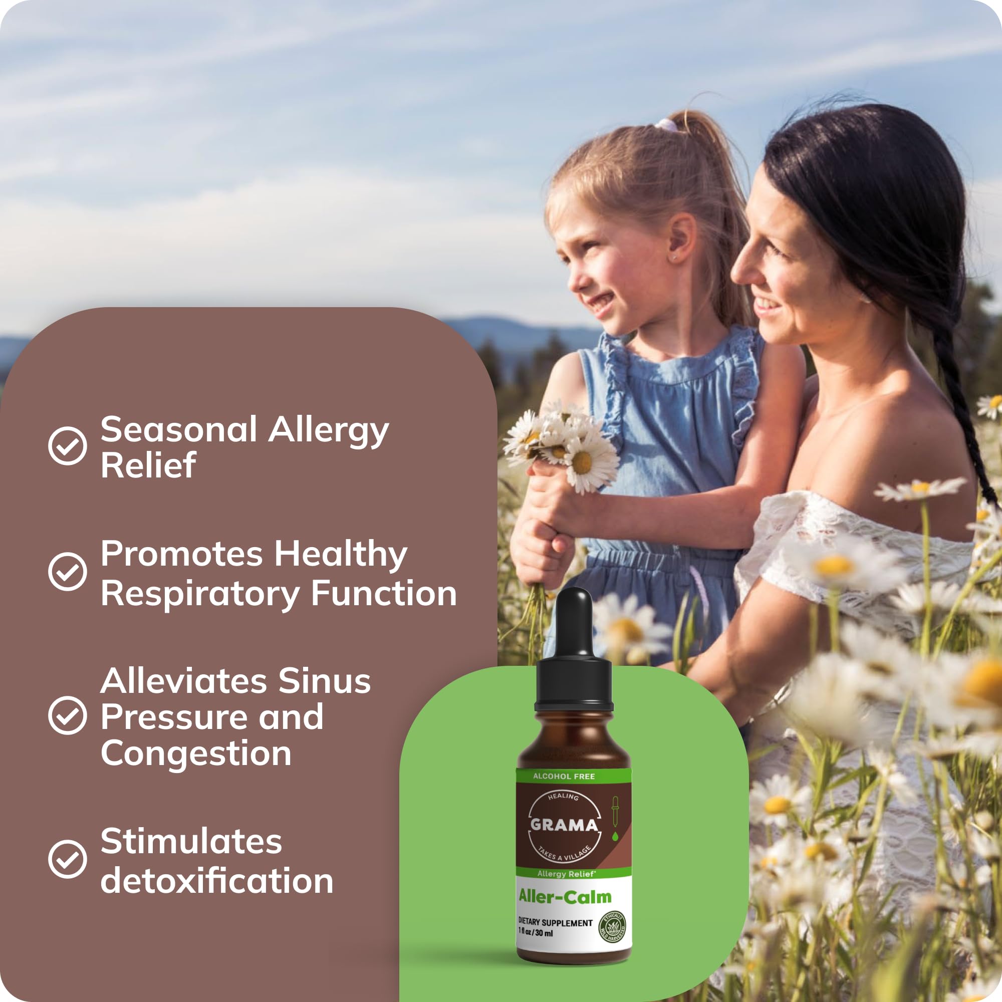Grama Wellness Aller-Calm, dosificador para uso familiar.