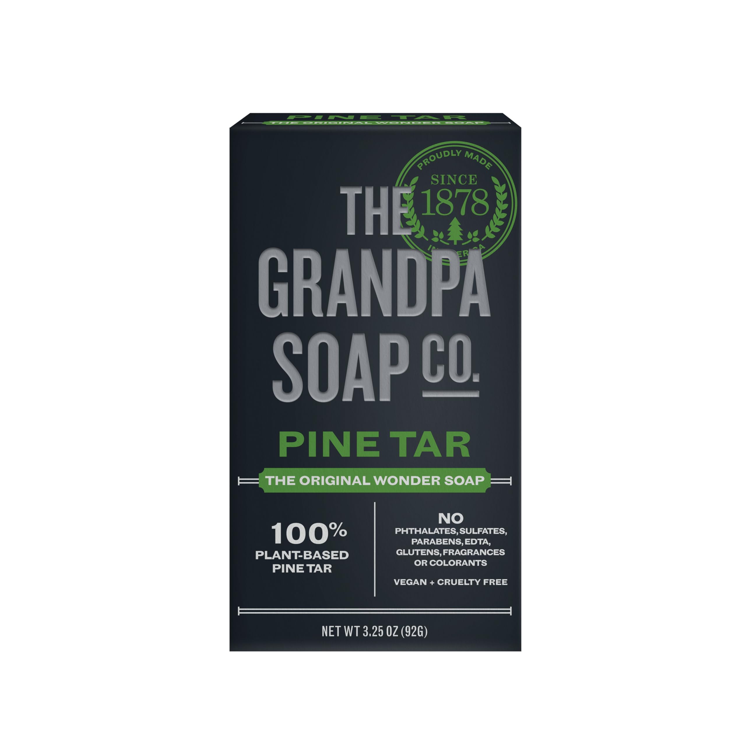 Jabón Grandpa de alquitrán de pino en barra de 90 g para limpieza diaria.
