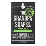 Jabón Grandpa's de alquitrán de pino, barra visible para limpieza profunda de piel y cabello