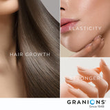 Colágeno marino y queratina para elasticidad de piel y cabello.