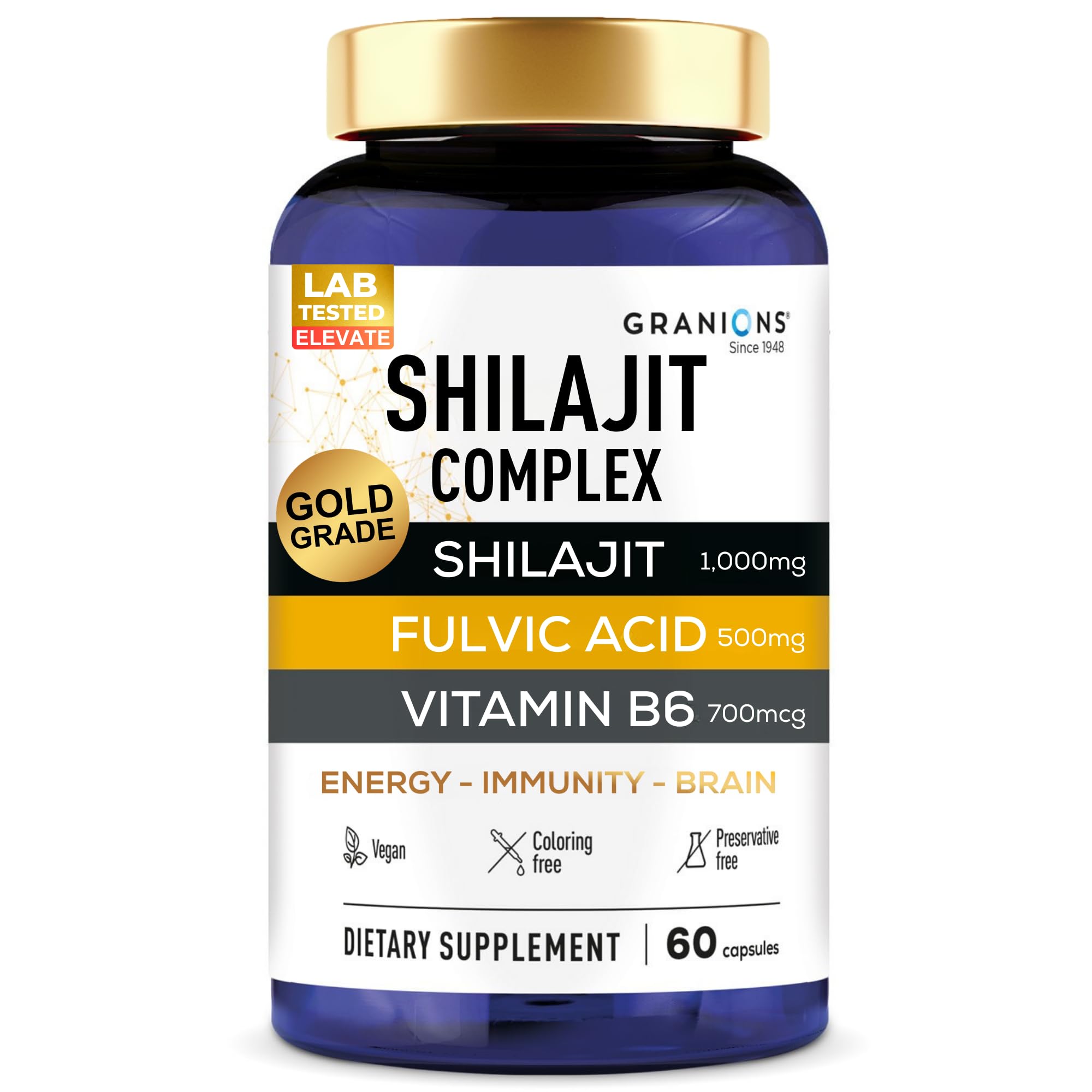 Granions cápsulas Shilajit 1000 mg, energía sostenida para el día