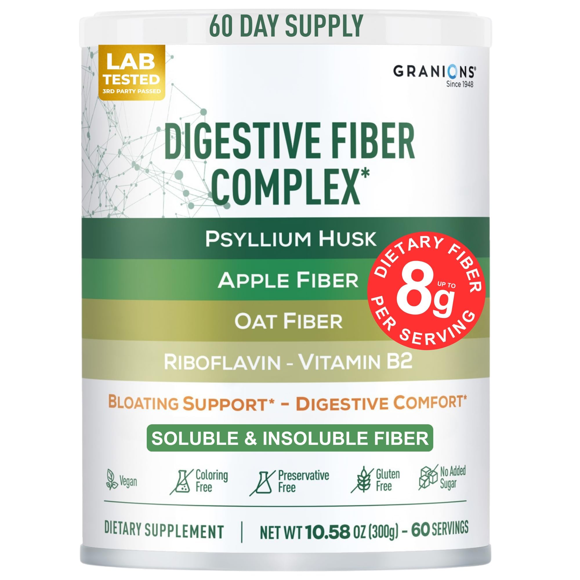 Granions Psyllium polvo fibra digestiva en bote para uso diario