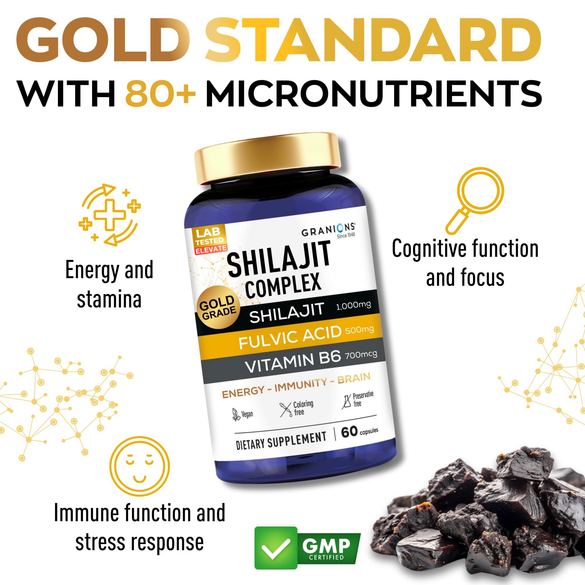 Granions Shilajit para rendimiento y resistencia en entrenamientos
