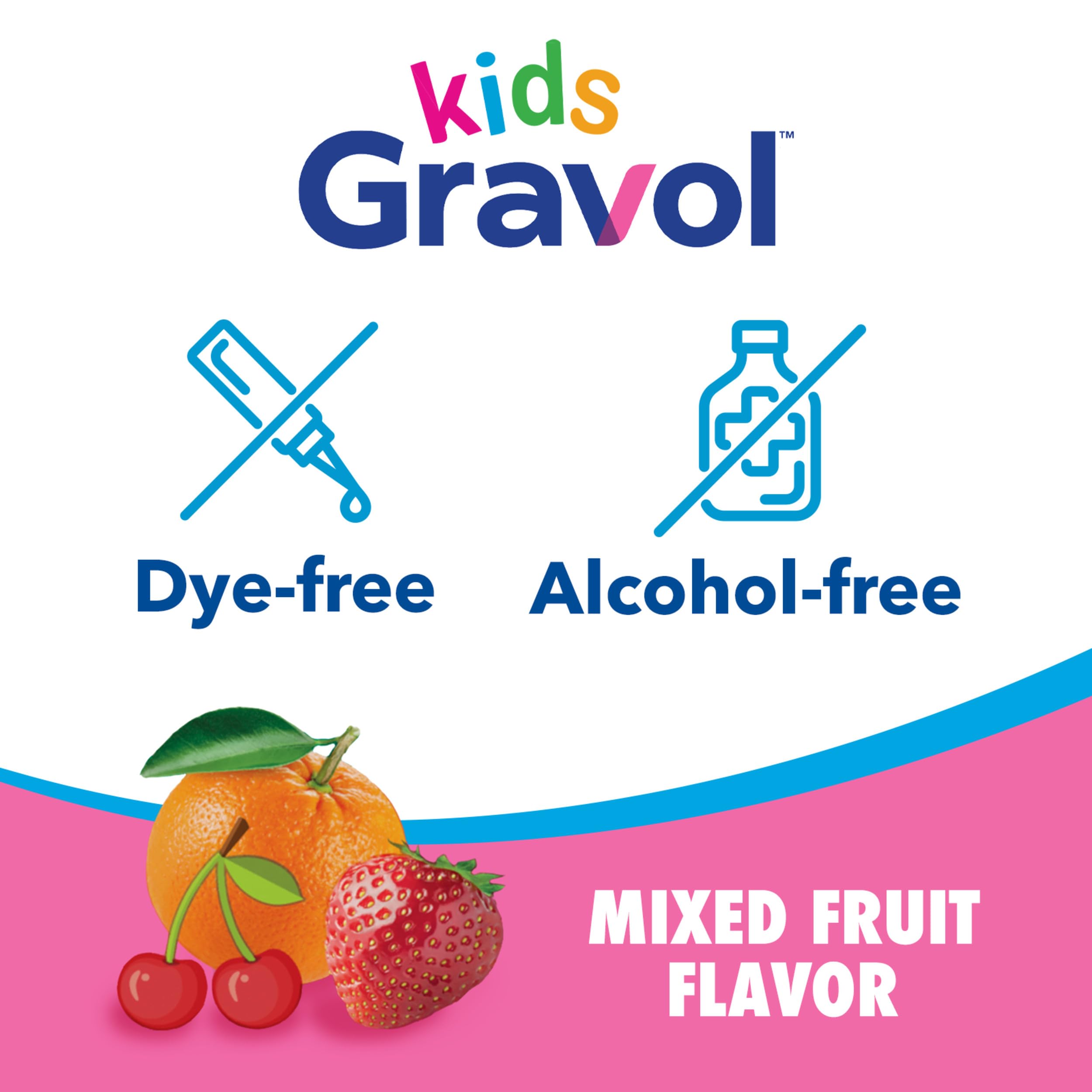 Gravol Kids Liquid, envase práctico para la rutina diaria