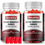 Gomitas GREABBY de creatina monohidrato con sabor frutos rojos, fáciles de masticar para entrenamientos.