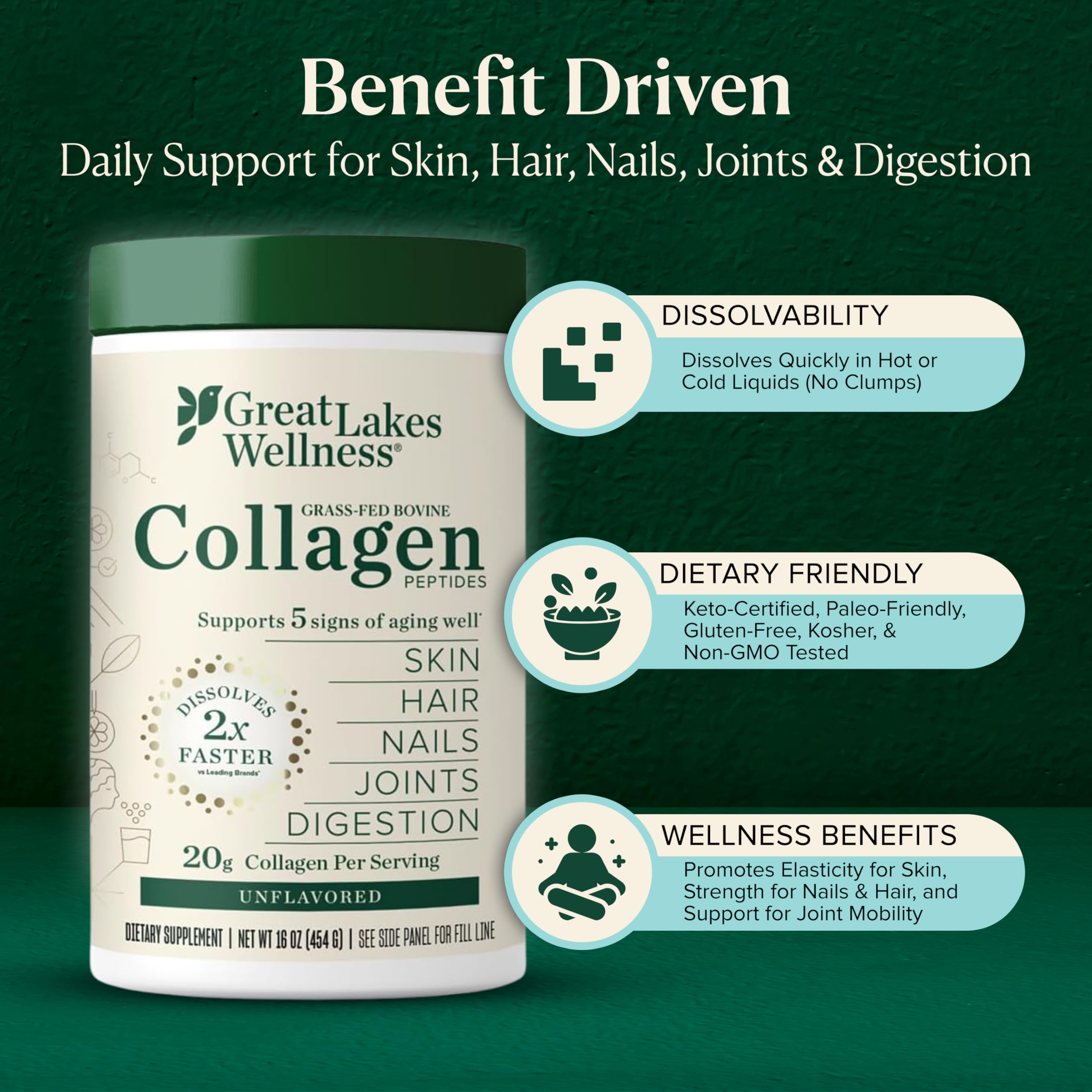 Great Lakes Wellness colágeno en cafe y batidos para rutina diaria