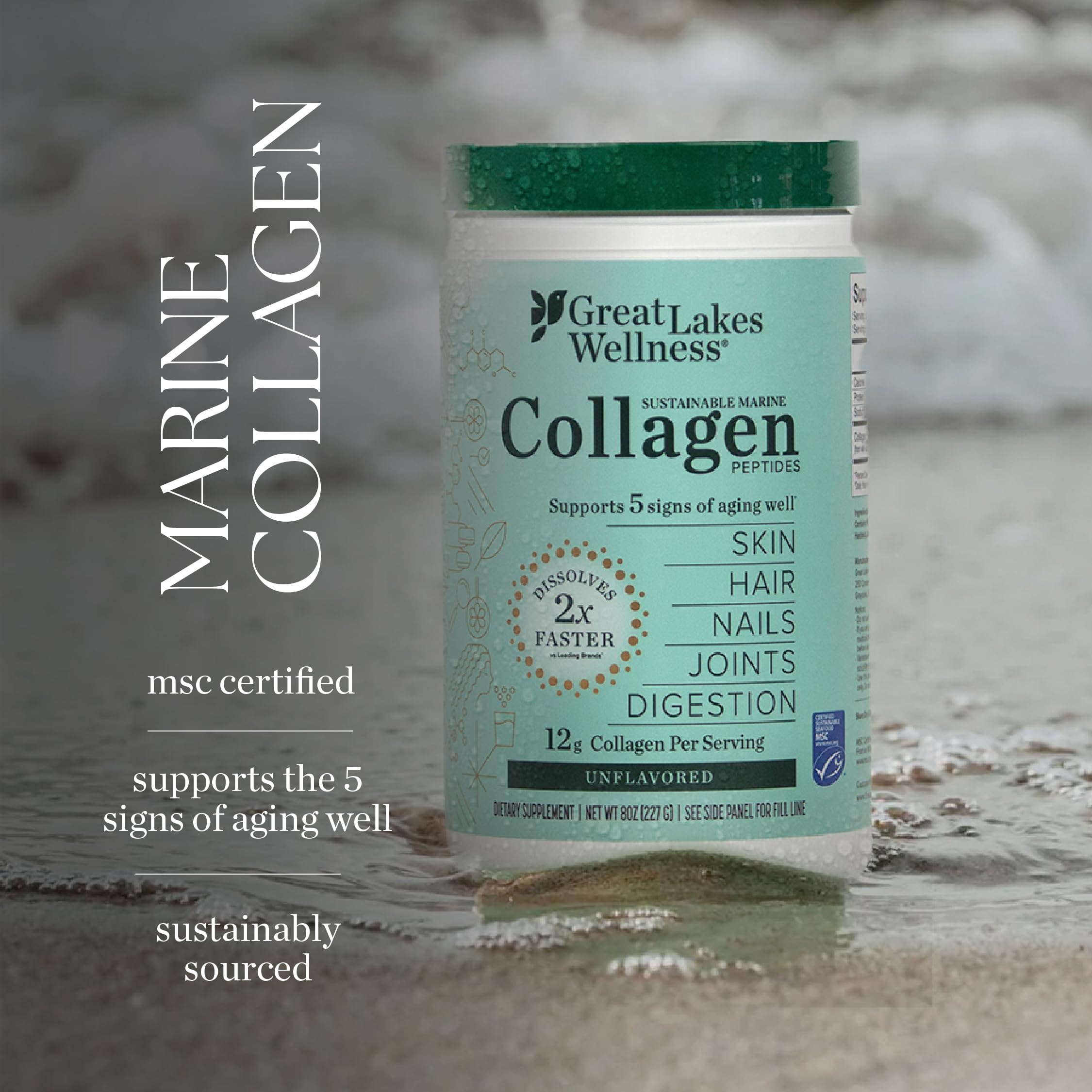 Cuchara medidora para Great Lakes Wellness Colágeno Marino.