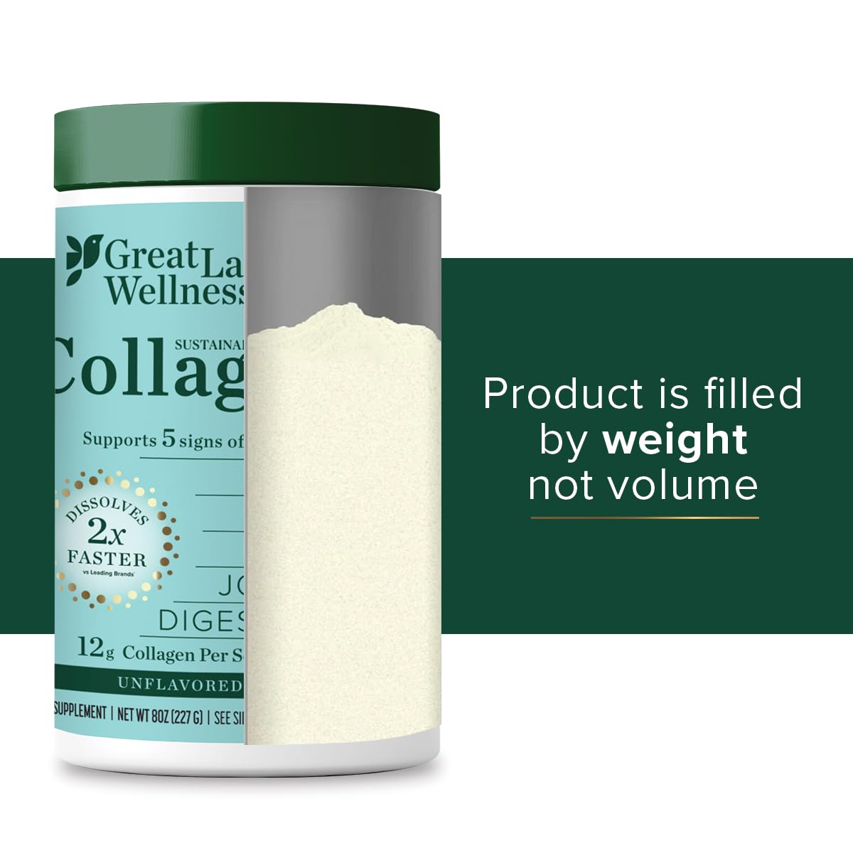 Envase de 8 oz de colágeno marino de Great Lakes Wellness.
