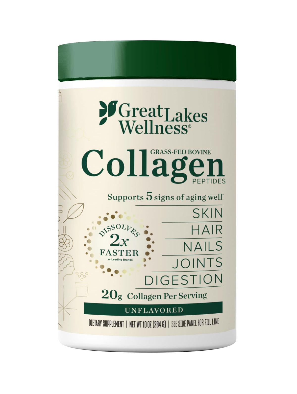 Great Lakes Wellness Colageno Peptidos Polvo cafe: apoya piel y articulaciones al empezar el dia.