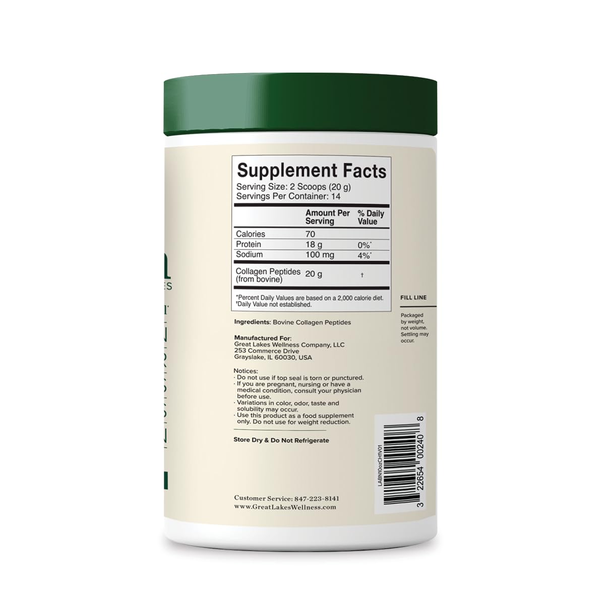 Great Lakes Wellness Colageno Peptidos Polvo infusiones: disuelve rapido para bebidas.