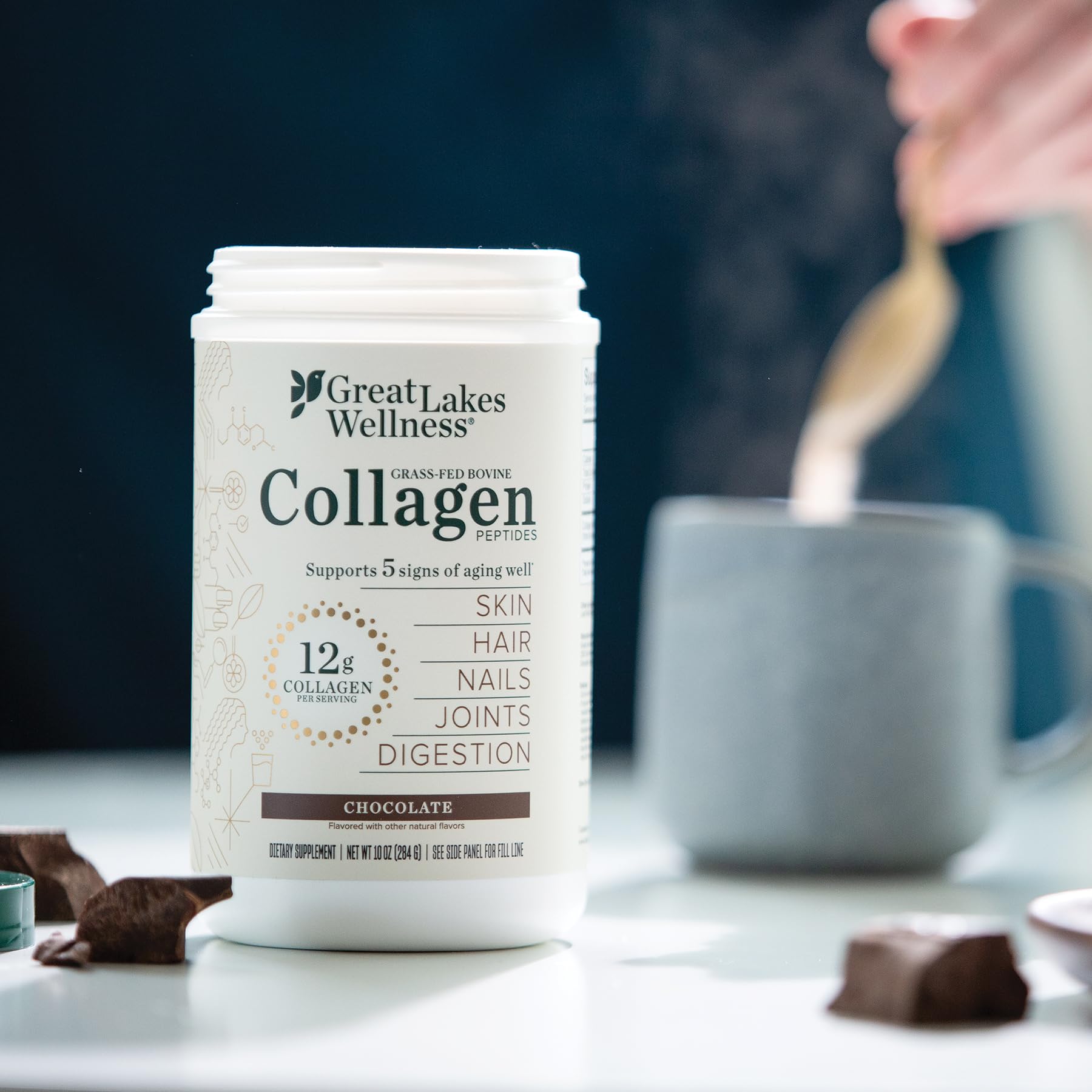 Colágeno en polvo chocolate en té para una opción sabrosa.