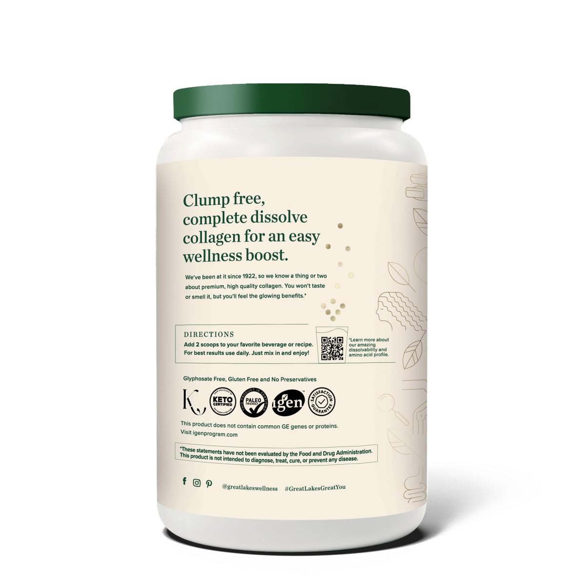 Cucharilla de medición de Great Lakes Wellness Collagen Peptides para porciones precisas.