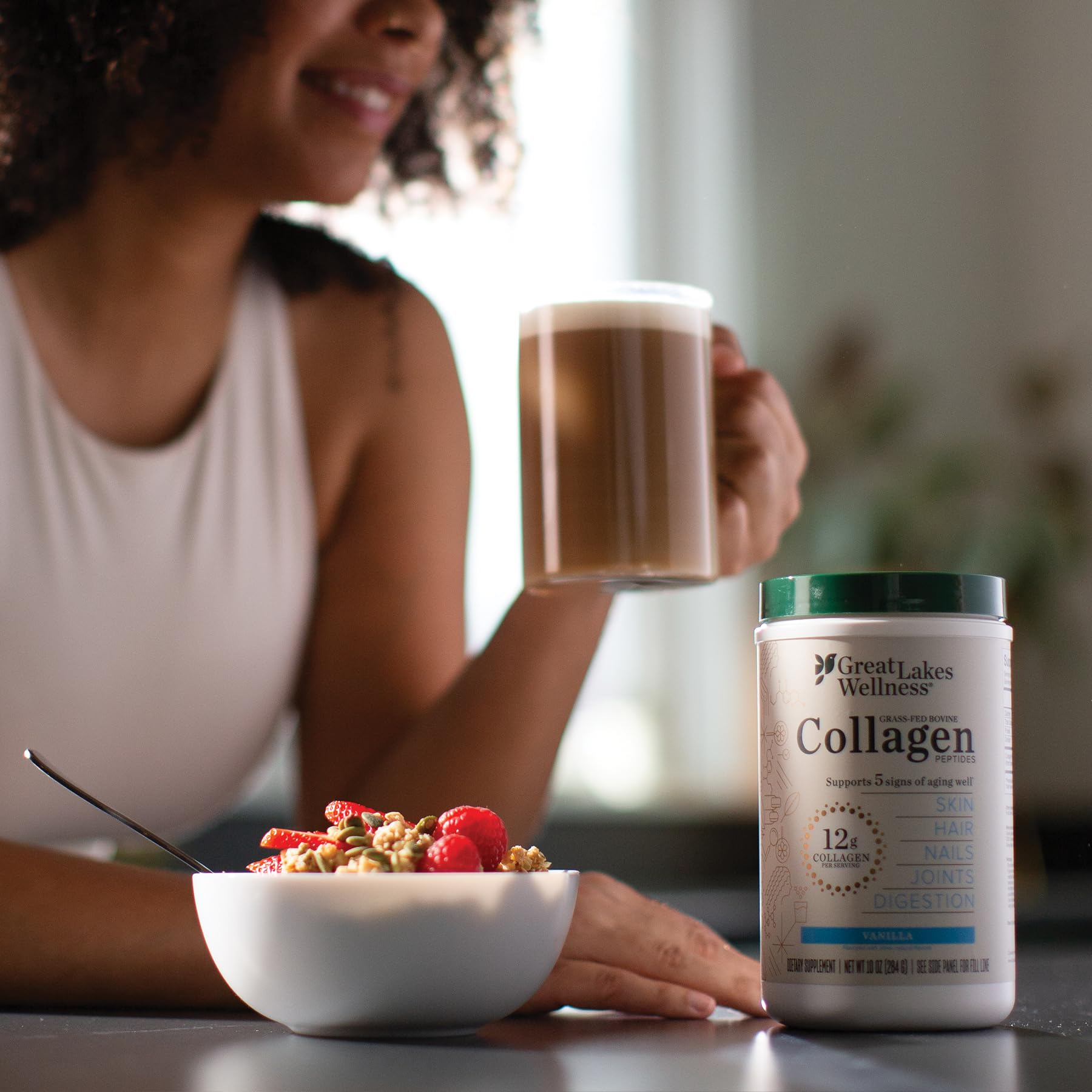 Great Lakes Wellness Collagen Peptides: ideal para té con vainilla.
