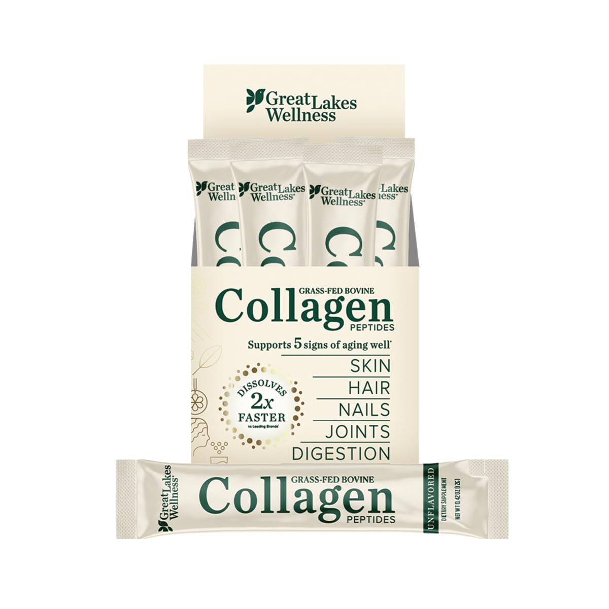 Great Lakes Wellness Collagen Polvo Frasco: fácil de usar en bebidas diarias