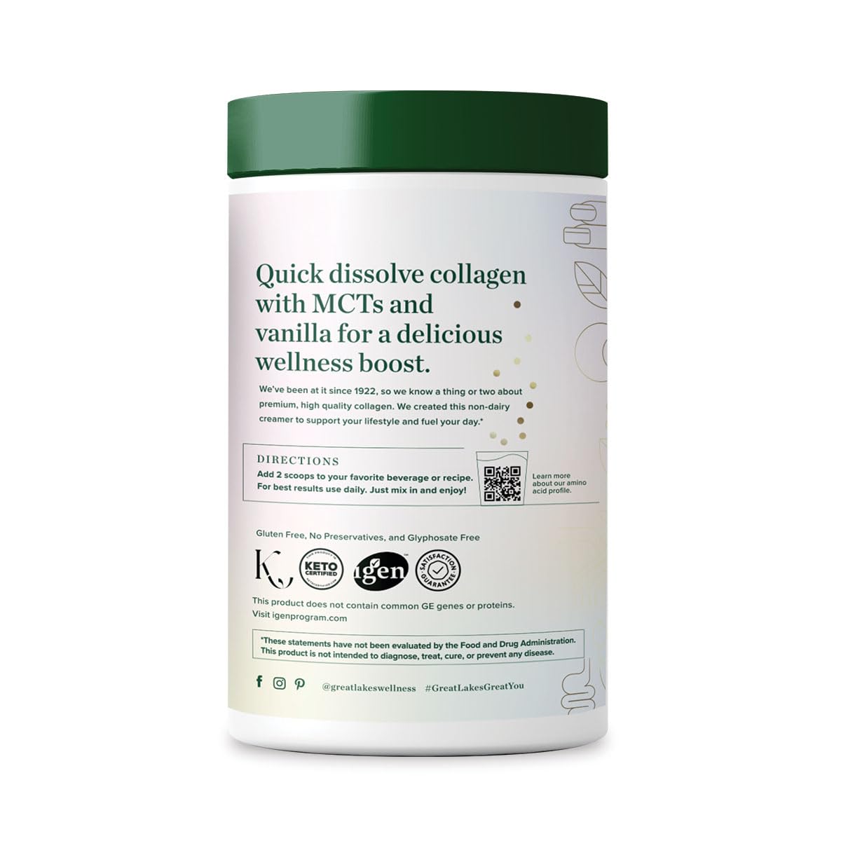 Great Lakes Wellness crema sin lácteos para café y batidos
